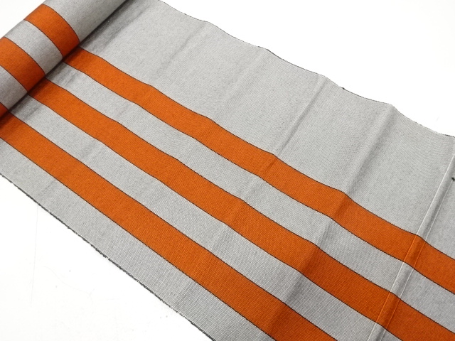 JAPANESE KIMONO / ANTIQUE BOLT FOR HASSUN OBI / WOVEN STRIPE